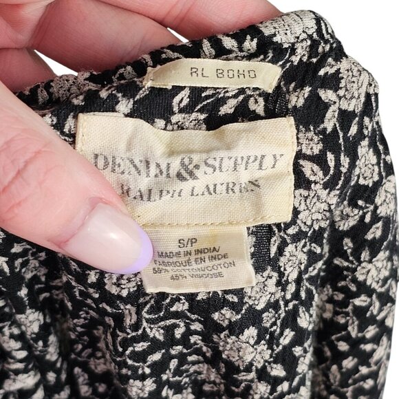 Denim & Supply Ralph Lauren Black and White Floral Blouse Sz S - Picture 6 of 6